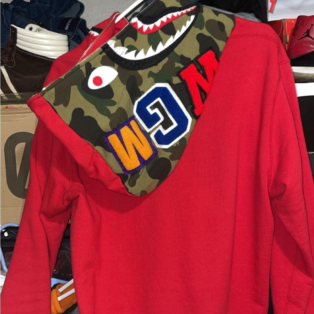 Bape hoodie red size medium lightly worn
